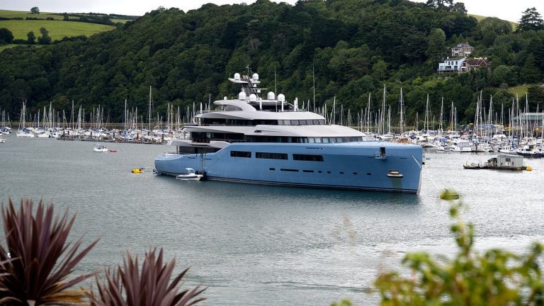 Billionaire former Tottenham Hotspur owner Joe Lewis 'takes over' picturesque Devon town after parking his £250m superyacht off the coast for almost a month