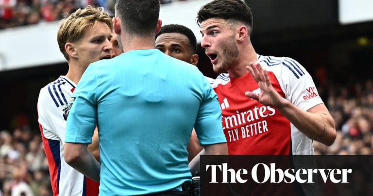 Brighton’s João Pedro pegs back Arsenal for point after Declan Rice sees red