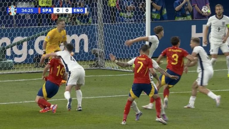 Spain fans ask 'WTF is the point of VAR?' after Declan Rice was not punished for bringing down Aymeric Laporte in the penalty area