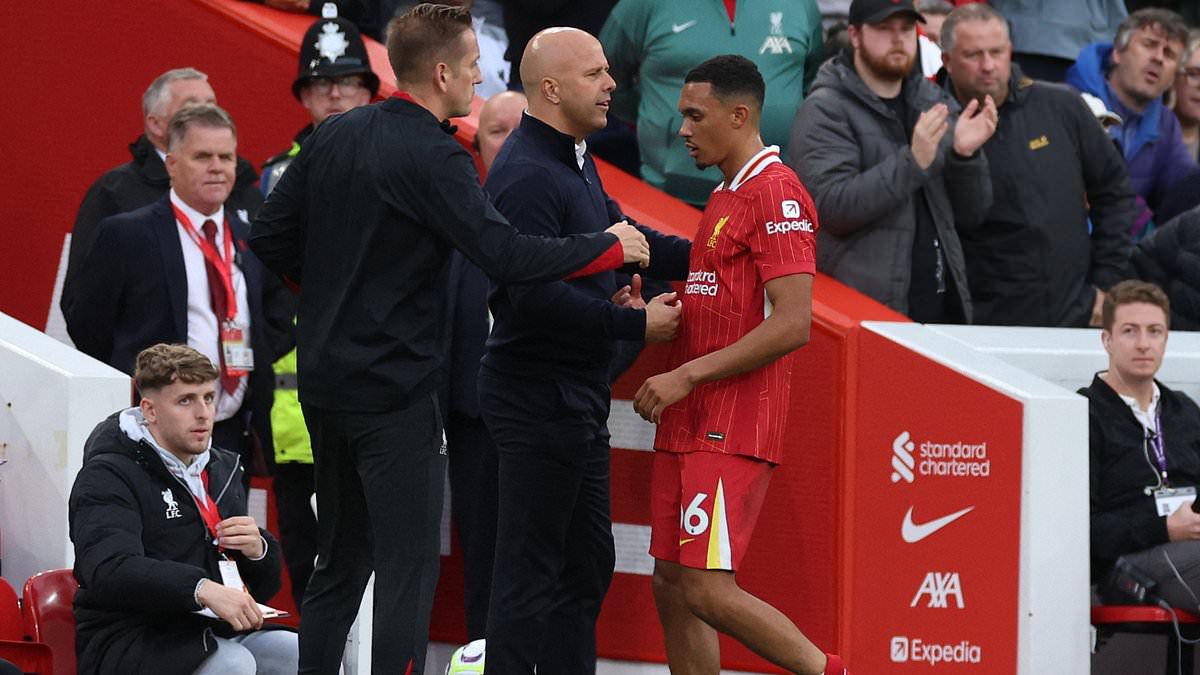 Trent Alexander-Arnold not happy after being substituted on 72 minutes of Liverpool's 2-0 win over Brentford - as boss Arne Slot says he understands his frustrations