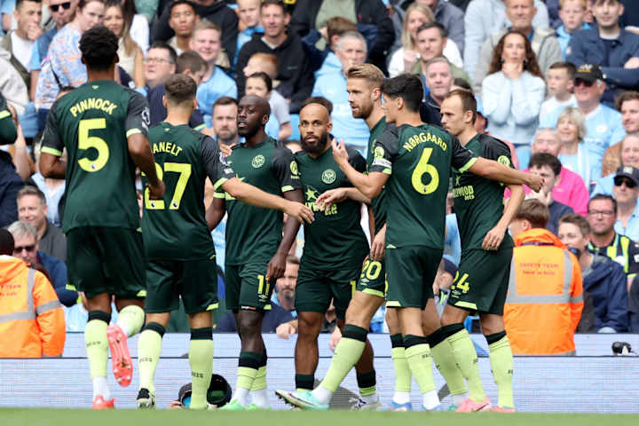 Vitaly Janelt, Christian Norgaard, Bryan Mbeumo, Kristoffer Ajer, Yoane Wissa, Mikkel Damsgaard