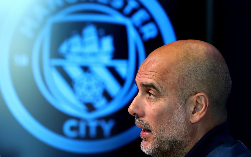 Pep Guardiola lors d'une conférence de presse