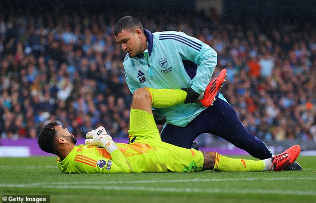 David Raya was one of the players to go down injured in a bid to control the flow of the game