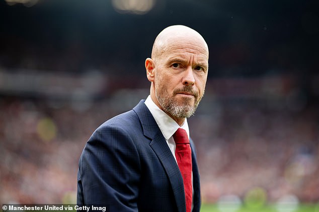 Erik ten Hag avec les nouveaux attaquants Rasmus Hojlund et Joshua Zirkzee