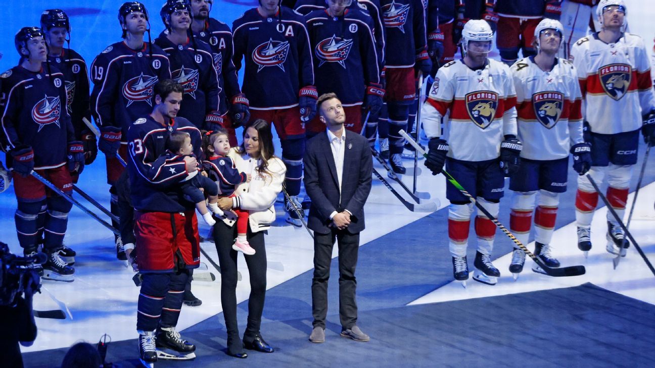 Hommage Ému aux Gaudreau lors de l'Ouverture des Blue Jackets