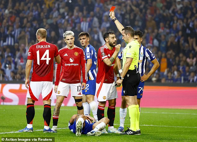 Bruno Fernandes reçoit son second carton rouge contre Porto