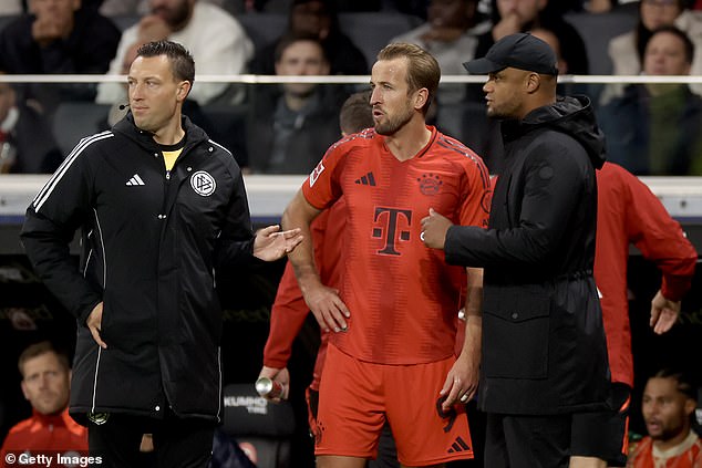 Kane discute avec Vincent Kompany avant de quitter le match