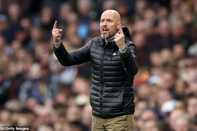 Erik ten Hag sur la touche pendant le match nul 0-0 contre Aston Villa