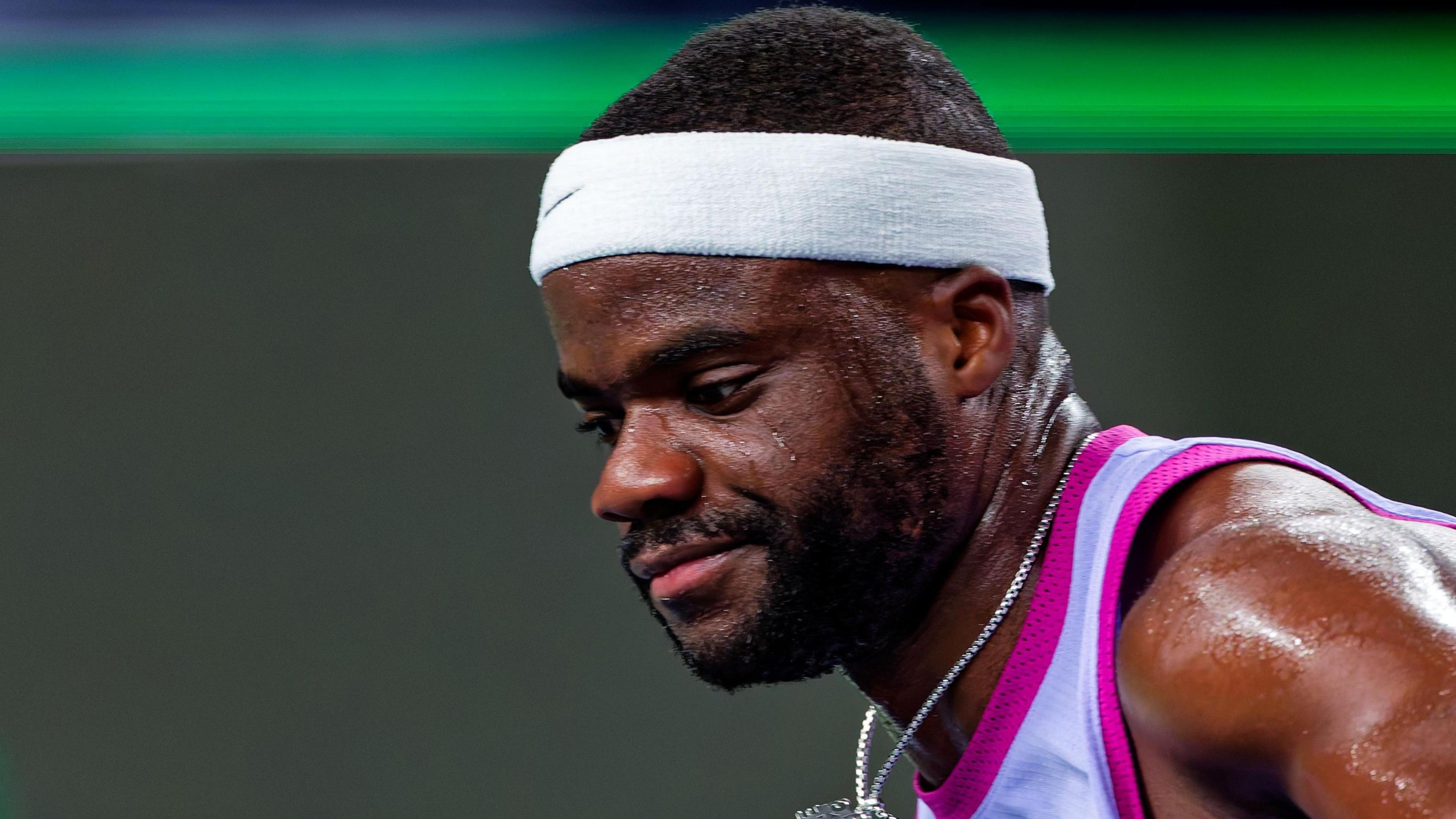 Frances Tiafoe reacts during Shanghai Masters