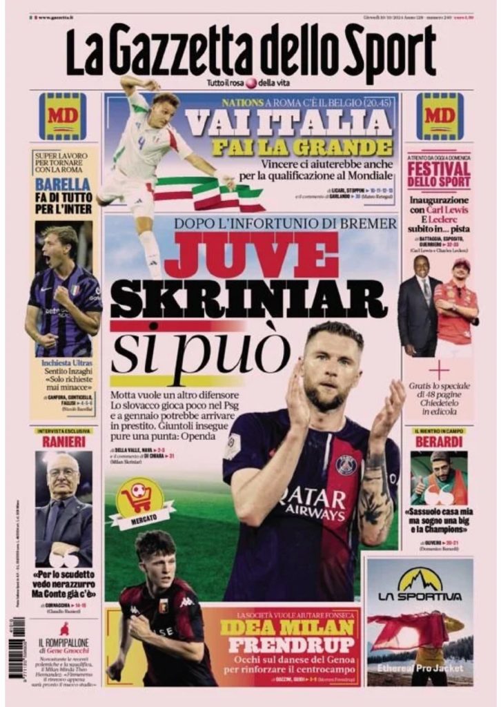 Une Gazzetta Dello Sport 10 Octobre