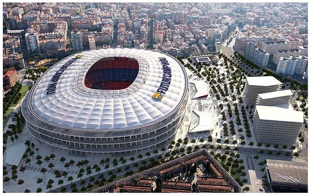 Le Nou Camp lors de travaux de rénovation