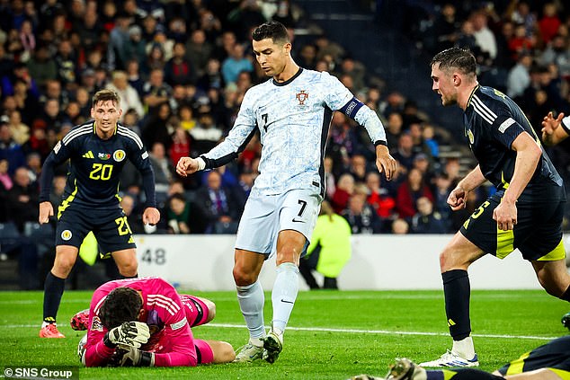 Cristiano Ronaldo a connu une soirée frustrante à Hampden