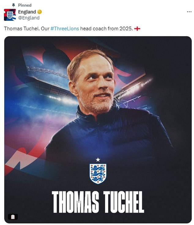 La nomination de Thomas Tuchel comme manager de l'Angleterre a été confirmée mercredi matin