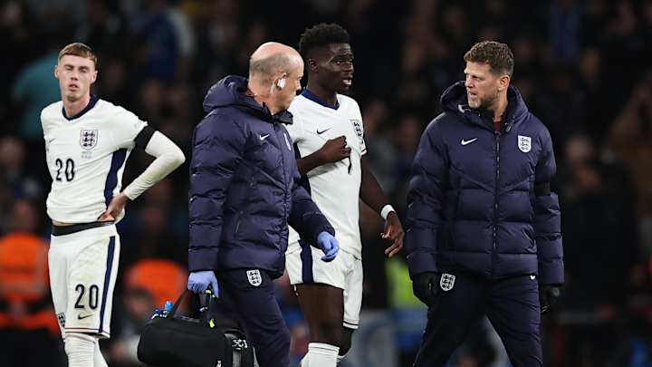 Saka limped off during England's defeat to Greece