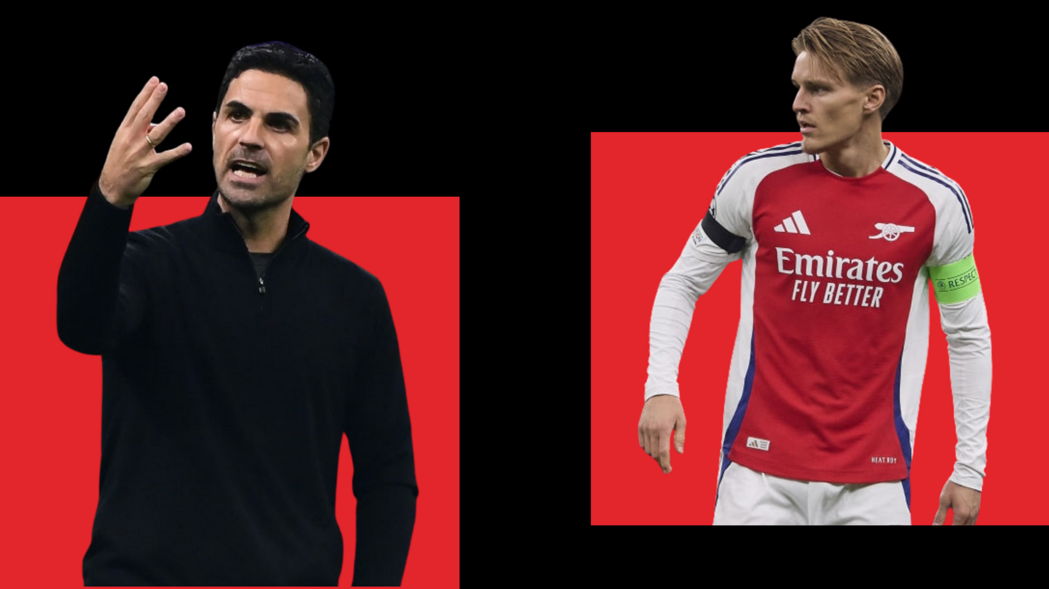 Composite image of Mikel Arteta and Martin Odegaard