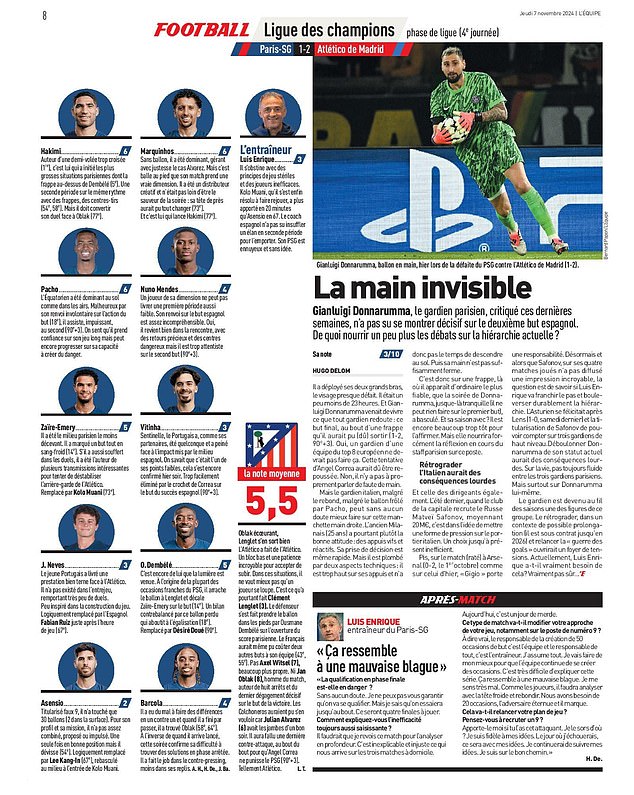 Donnarumma critiqué dans L'Equipe