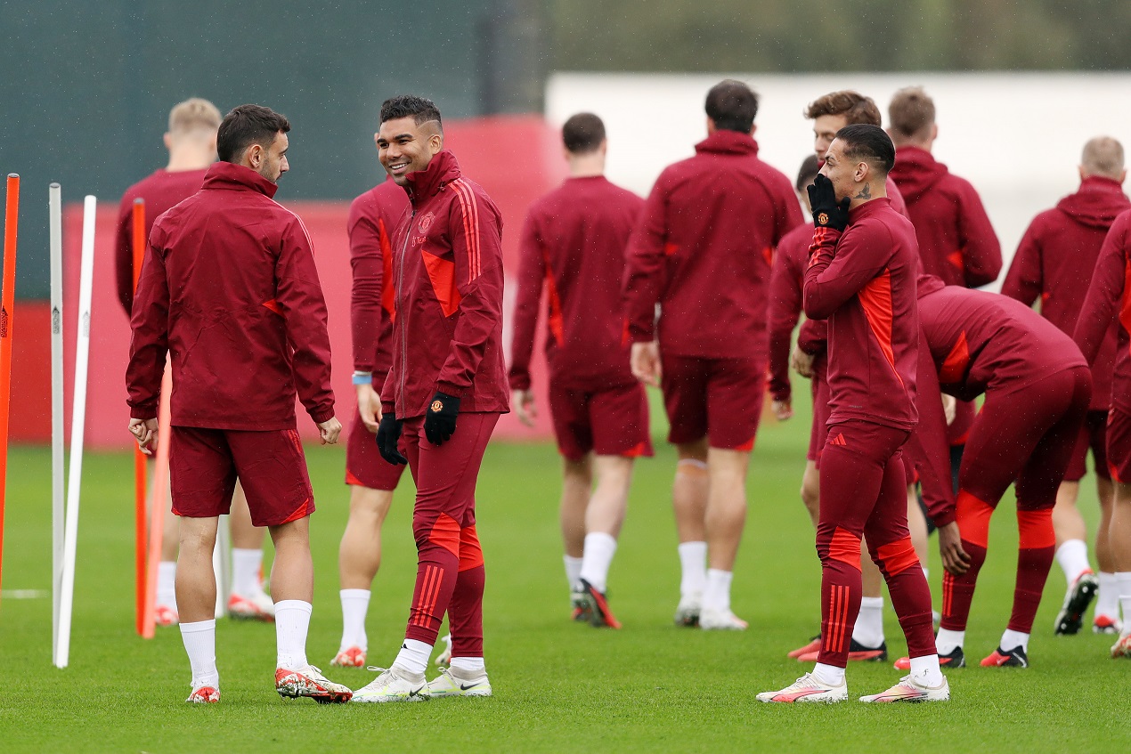 Antony et Casemiro à l'entraînement