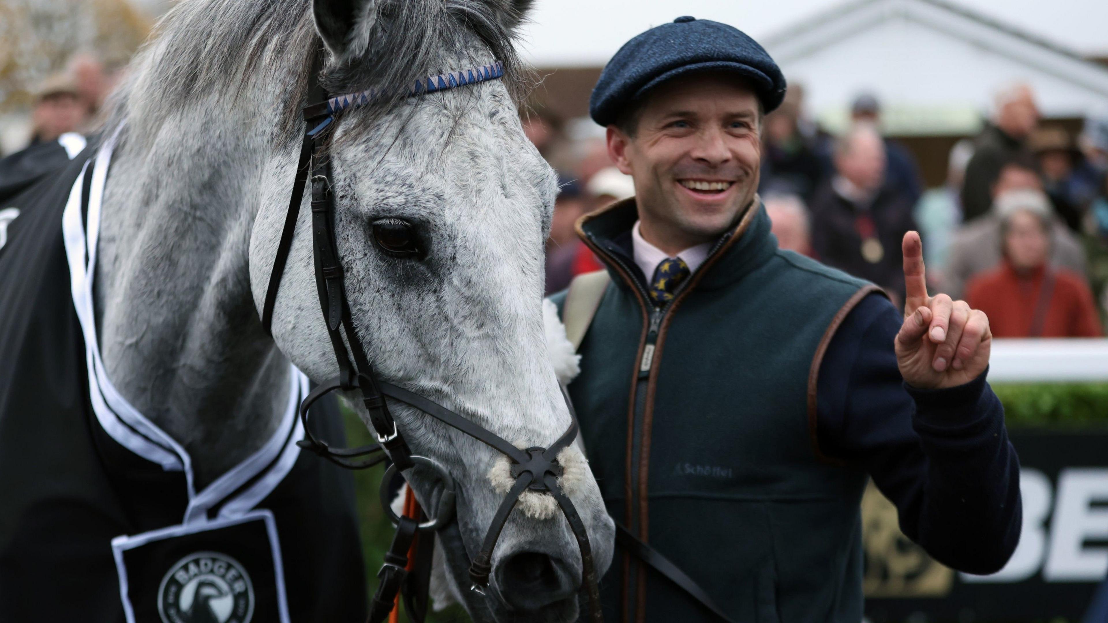 Al Dancer with trainer Sam Thomas after winning at Wincanton