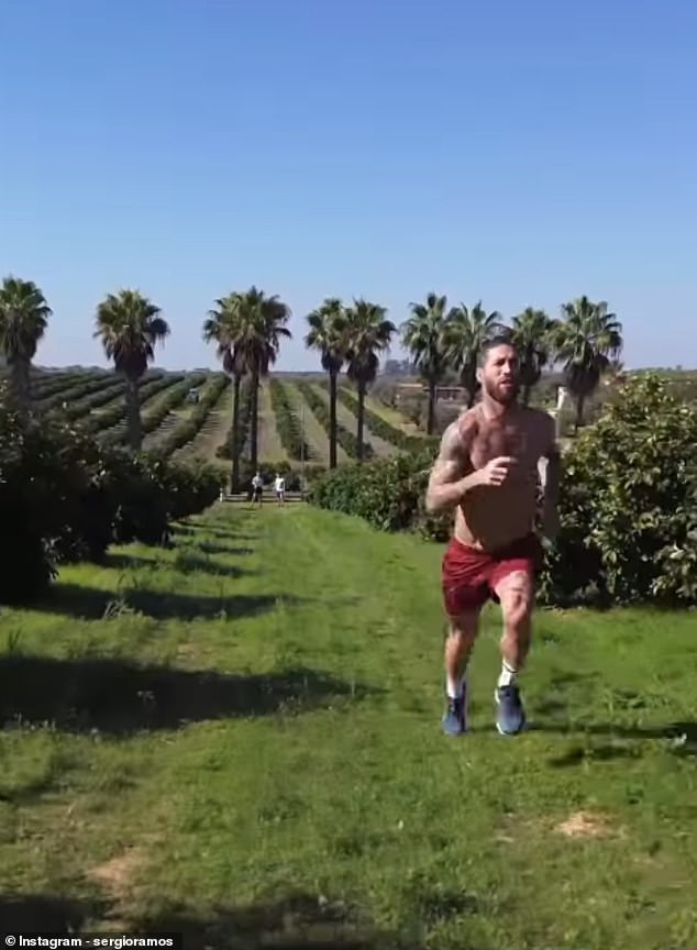 Sergio Ramos dans une vidéo d'entraînement