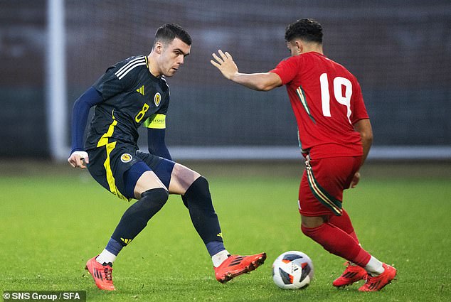 Lennon Miller was in action for Scotland Under-19s on Wednesday night