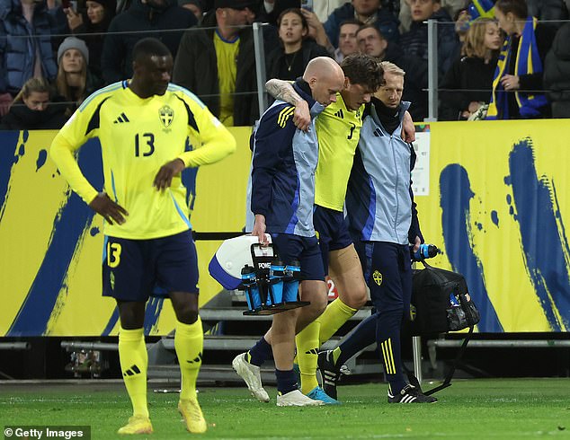 Victor Lindelöf blessé pendant le match de la Suède contre la Slovaquie