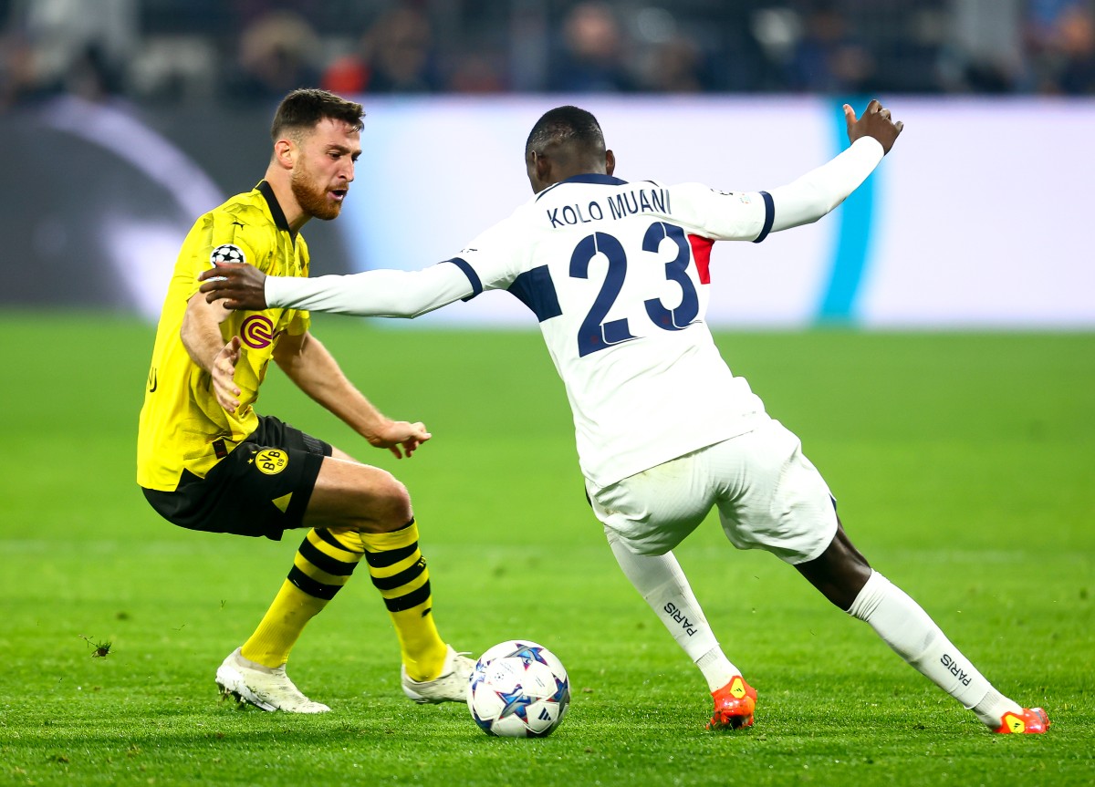 Randal Kolo Muani en action pour le PSG lors de la Ligue des Champions la saison dernière