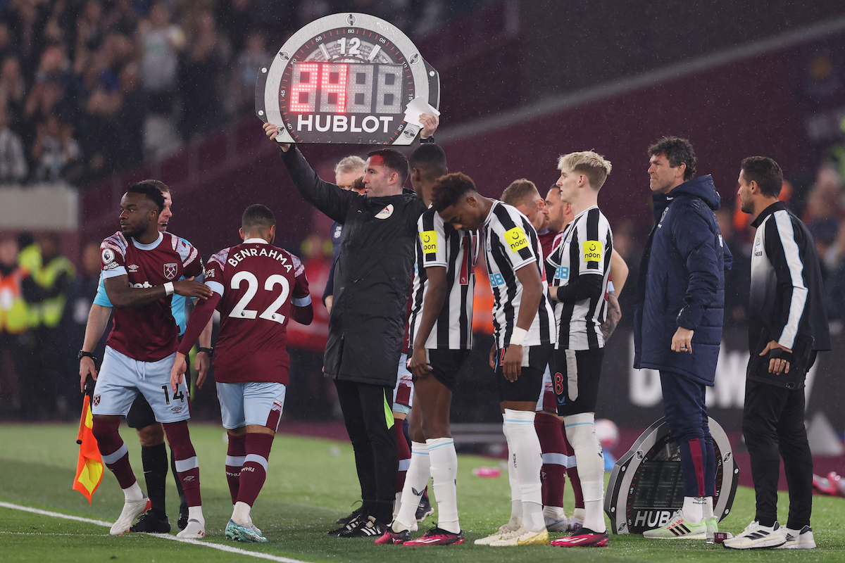 Maxwel Cornet coming on for West Ham