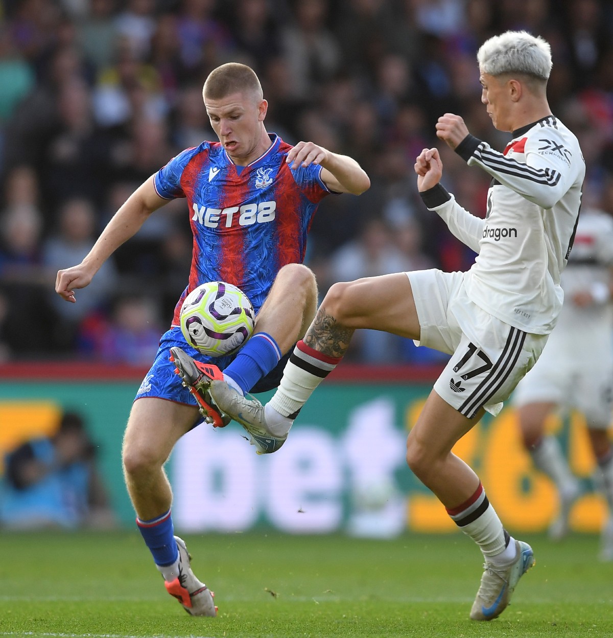 Adam Wharton en action pour Crystal Palace contre Man United