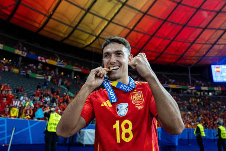 Martin Zubimendi pendant la finale de l'Euro 2024