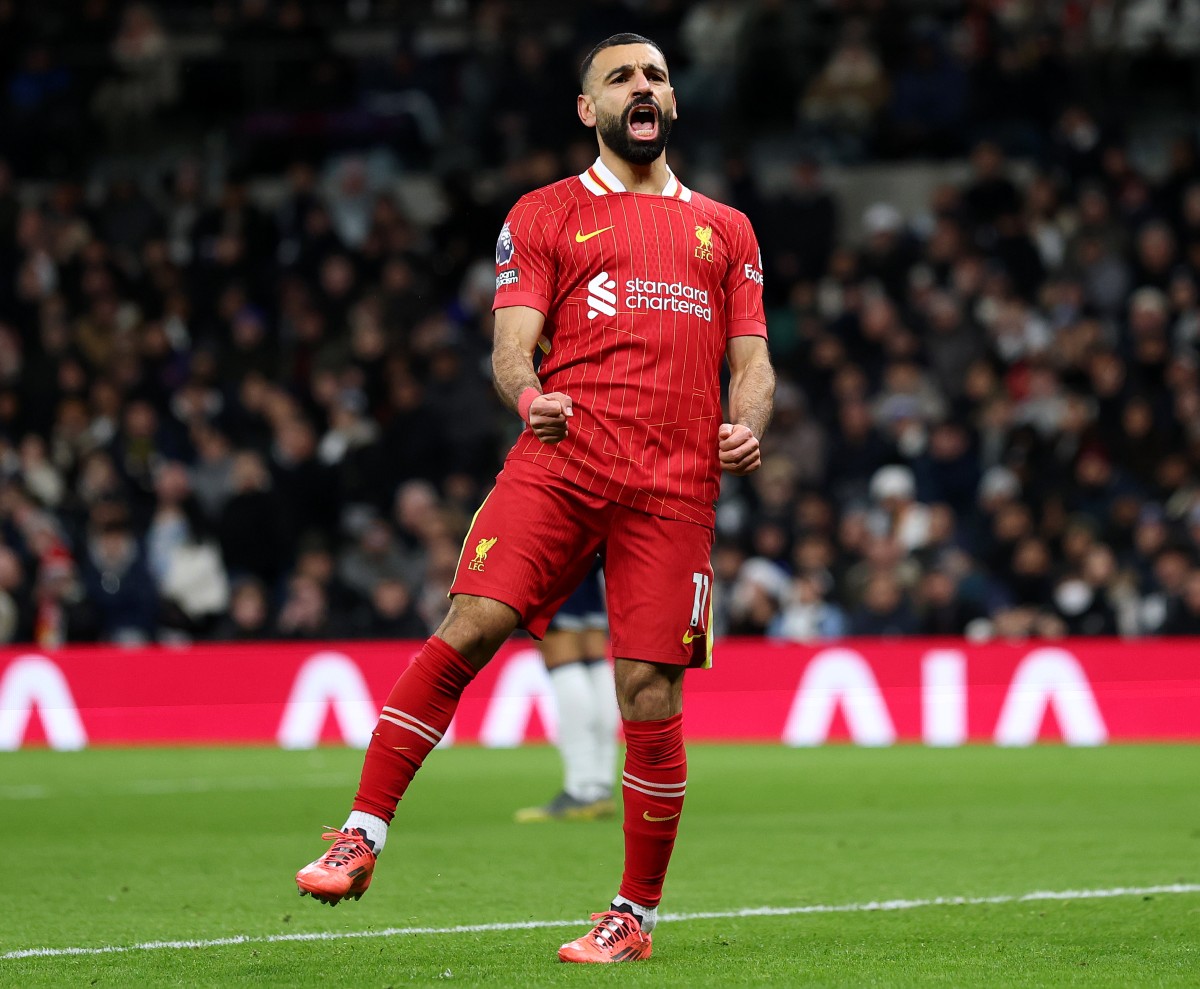 Mohamed Salah célèbre un but contre Tottenham