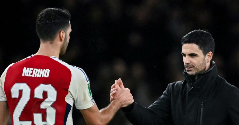 Mikel Merino - Arsenal- prêt pour la rencontre contre Man Utd