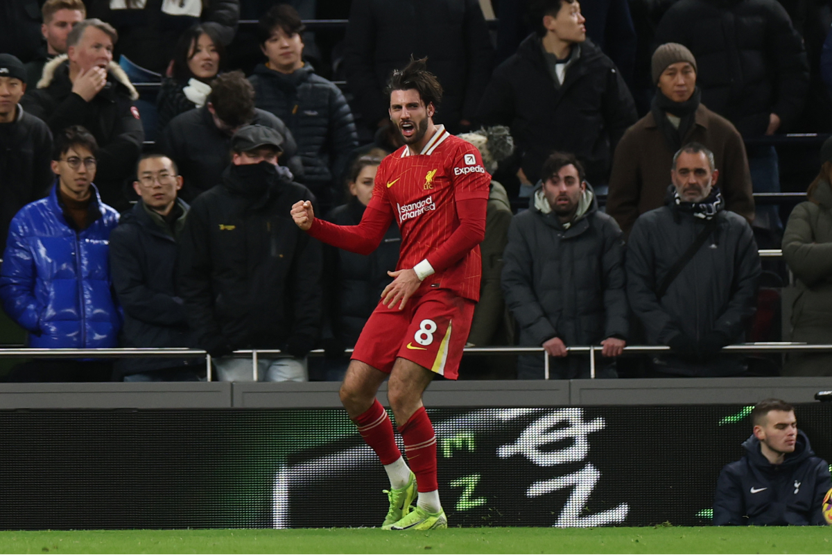 Dominik Szoboszlai célèbre son but contre Tottenham