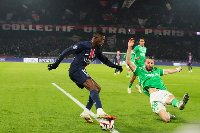 Le joueur du PSG Ousmane Dembélé, face à Saint-Etienne, le 12 janvier 2025, au Parc des Princes, à Paris.