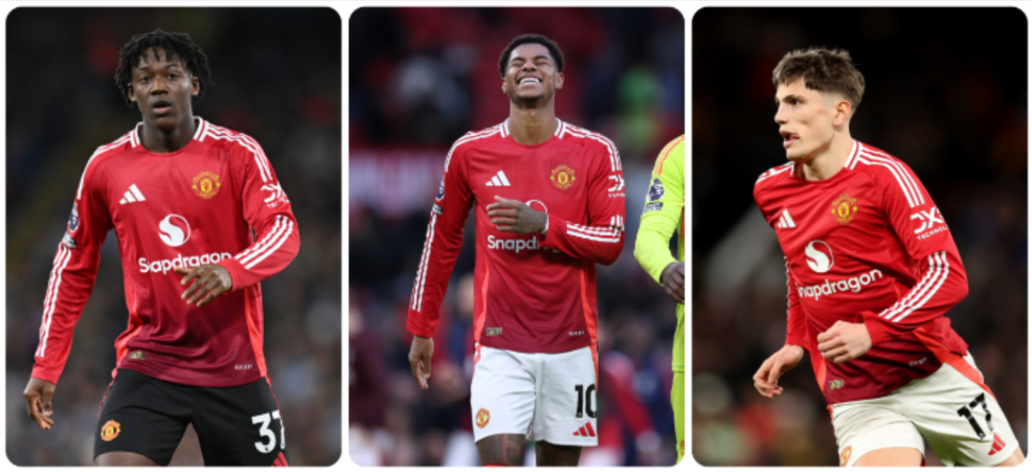 Kobbie Mainoo, Marcus Rashford et Alejandro Garnacho.