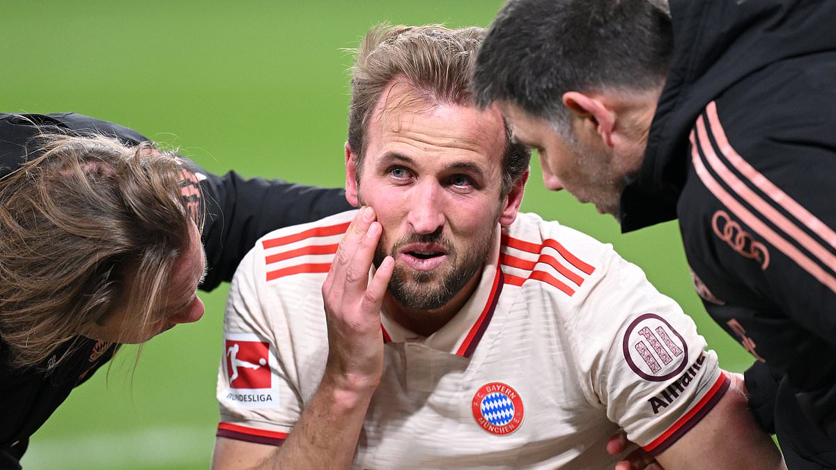 Harry Kane victime d-un choc lors du match Bayern-Leverkusen