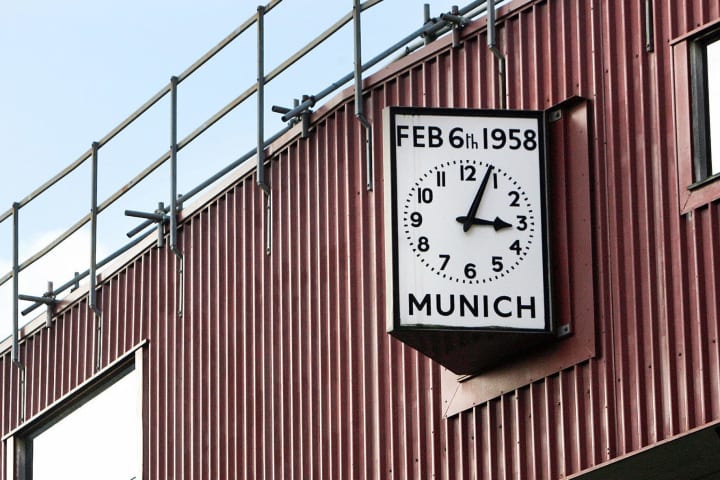 The Old Trafford clock is a permanent tribute to Munich