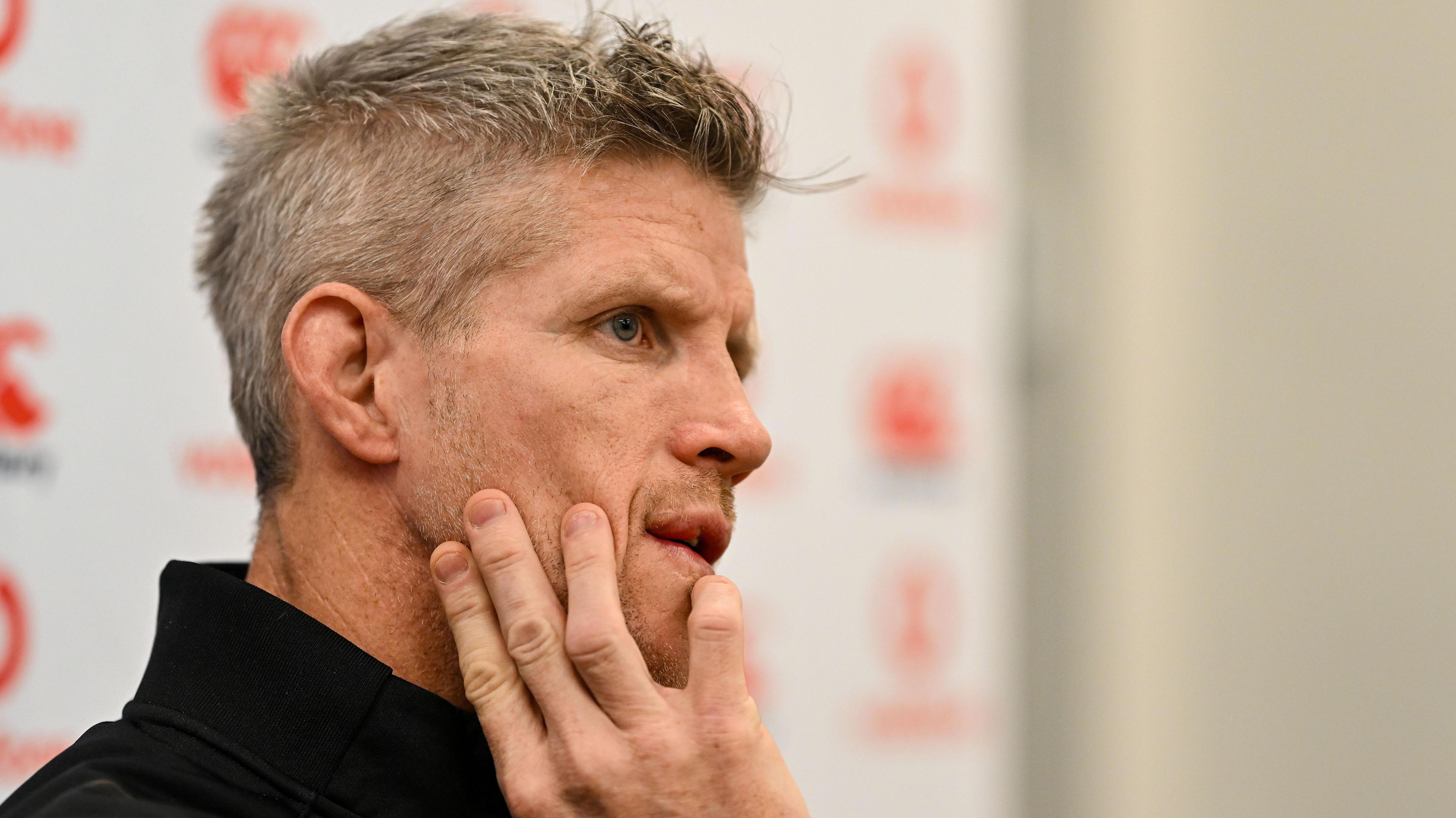 Simon Easterby speaks to reporters in Dublin on Friday