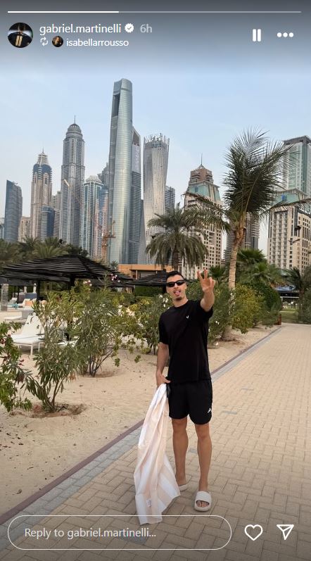 Gabriel Martinelli à Dubaï sur Instagram