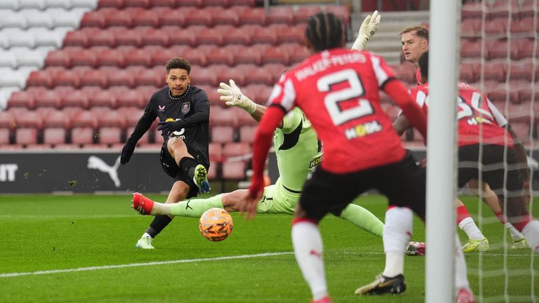 Burnley's Manuel Benson shoots at the Southampton goal