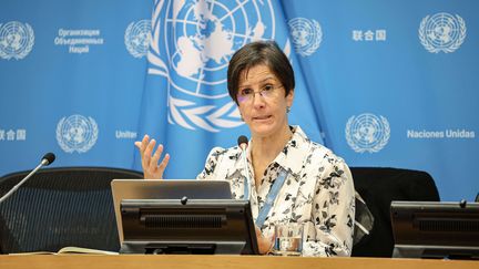 Reem Alsalem, rapporteuse spéciale de l'ONU sur la violence contre les femmes et les filles, à New York, le 8 octobre 2024. (BIANCA OTERO / SIPA)