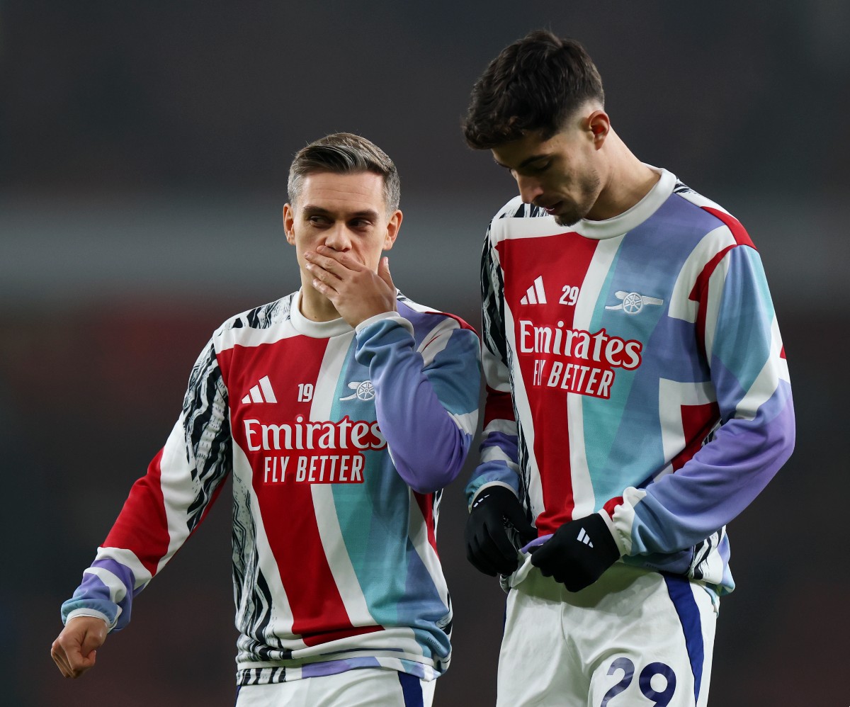 Leandro Trossard et Kai Havertz se préparant pour Arsenal