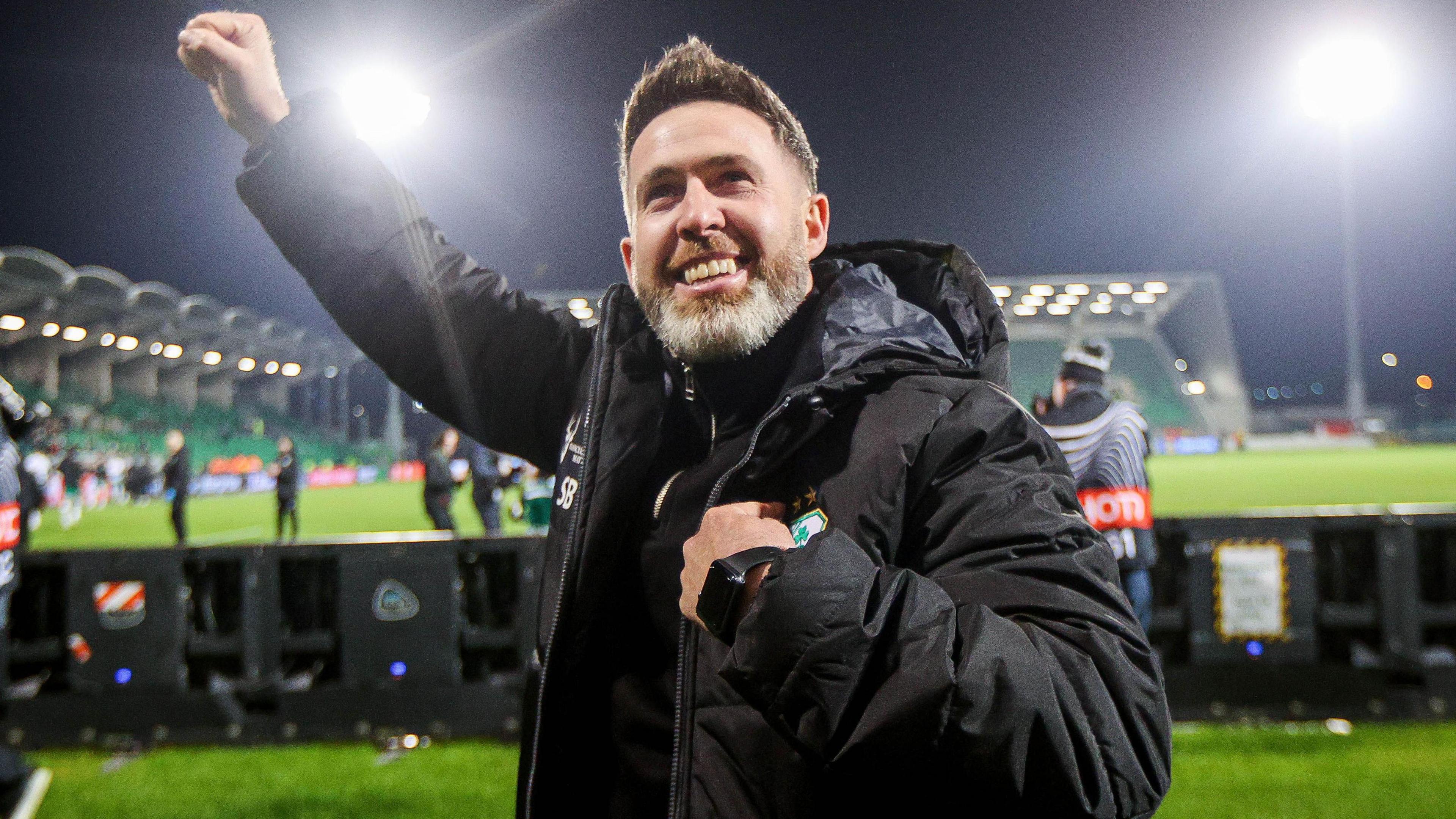 Stephen Bradley celebrates