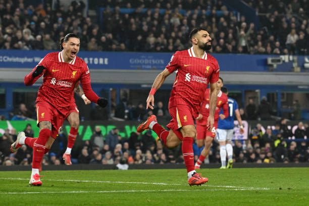 Mo Salah célébrant un but contre Everton