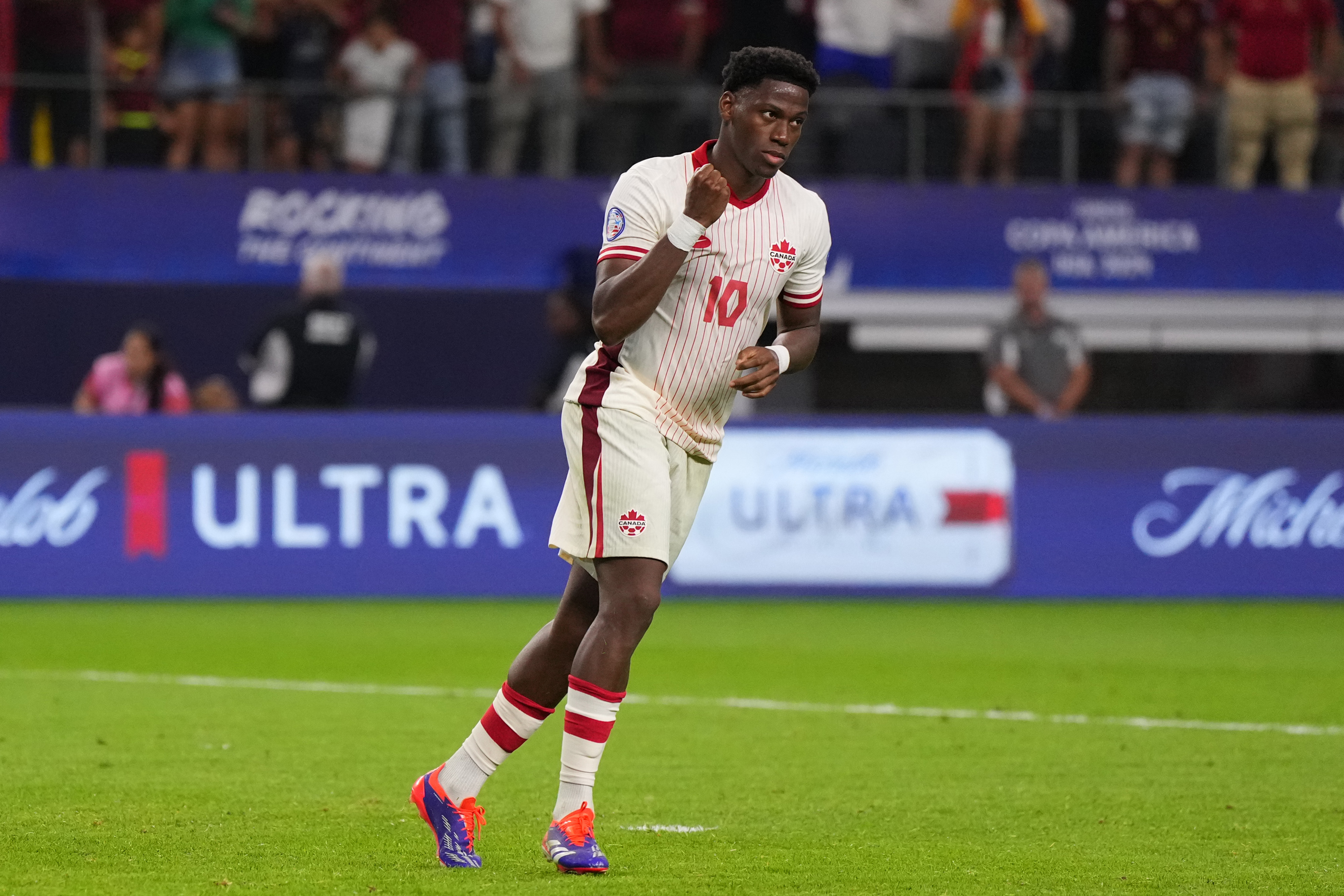 Jonathan David lors du match quart de finale de la Copa America 2024 contre le Venezuela