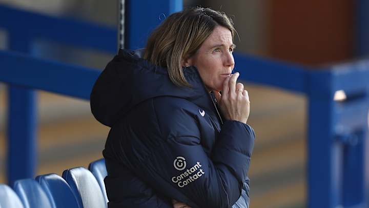 Sonia Bompastor, entraîneuse de Chelsea, lors du match de FA Cup contre Crystal Palace