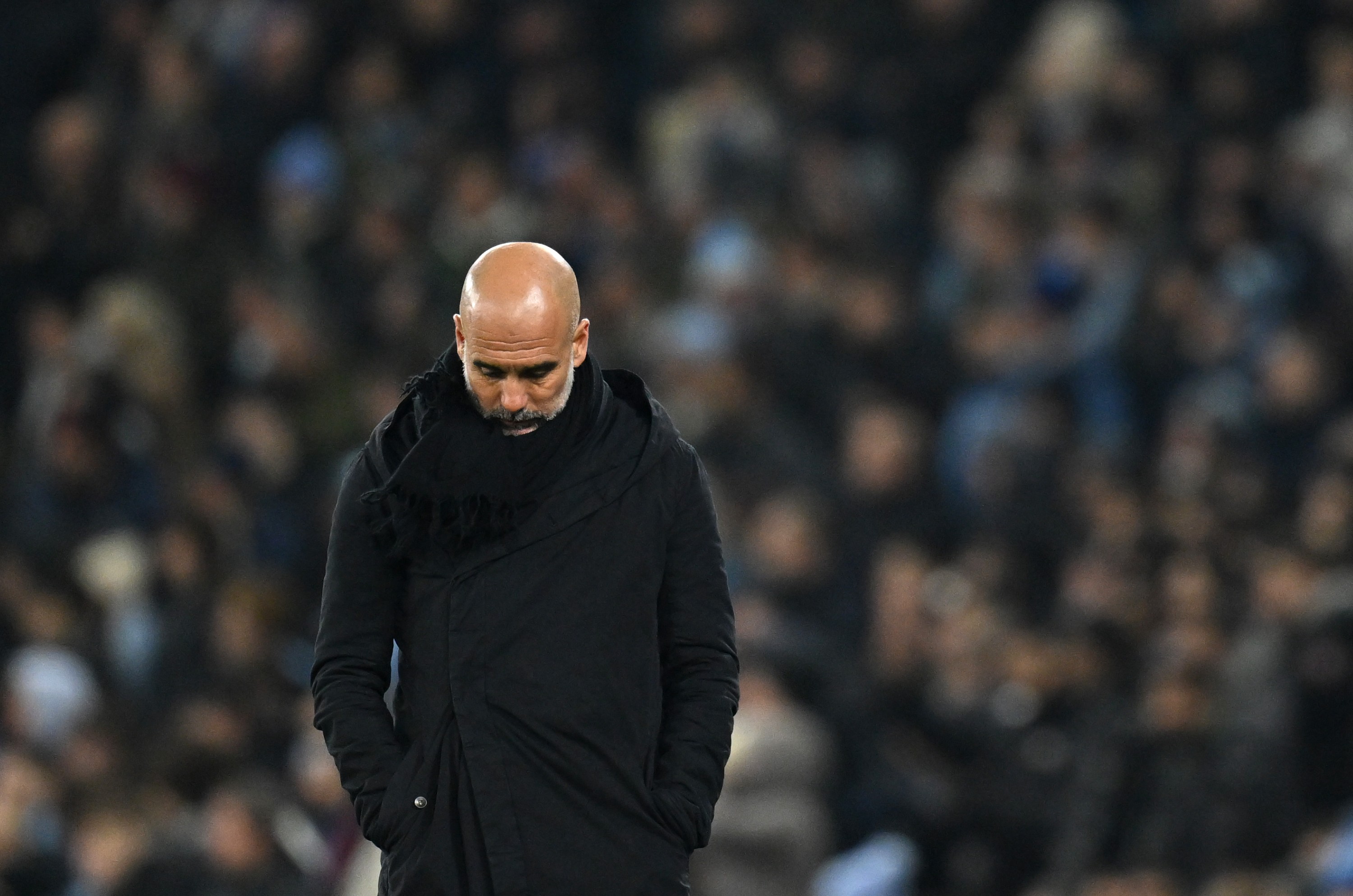 Pep Guardiola, Manager of Manchester City, lors des Knockout Play-offs de la Ligue des Champions UEFA 2024/25