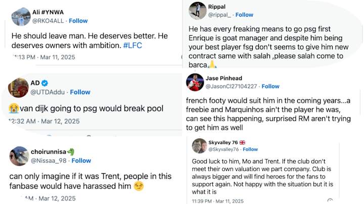 Réactions sur les réseaux sociaux concernant Virgil van Dijk