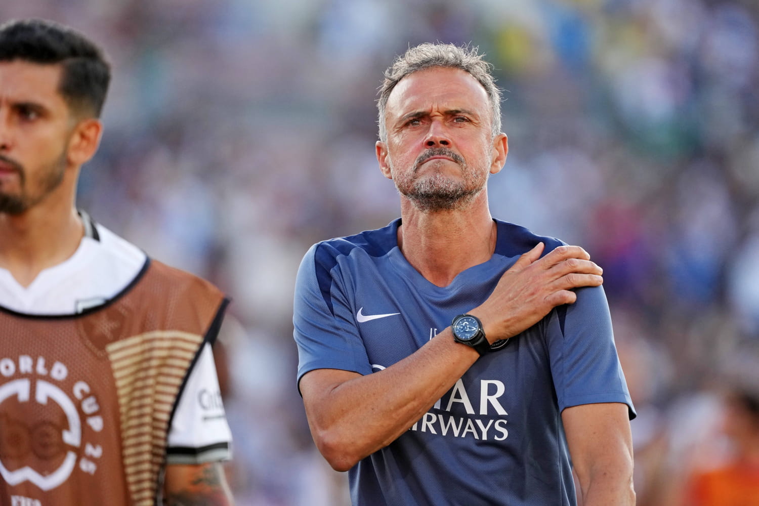Luis Enrique lors d'une conférence de presse avant le match PSG contre l'Inter Miami